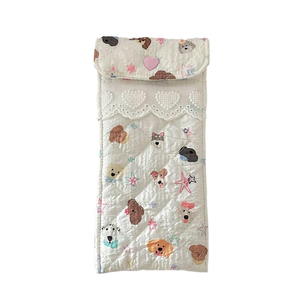 Niedliches Cartoon Weiches Brillenetui Doppelbrillenetui Sonnenbrillen Reisebeutel Floraler Quetschverschluss Haltertasche Brillentasche für Damen