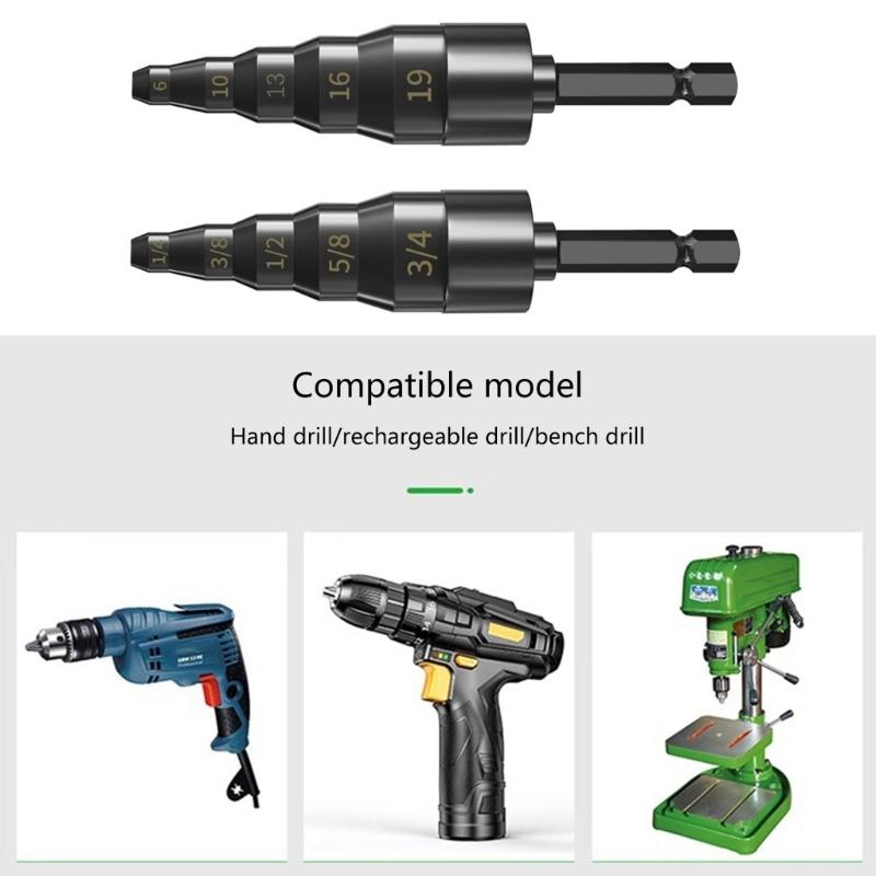 Pipe Stretcher Expander Tool, 5 in 1 Flaring Kit for 6/9/12/16/19mm Tubes with Hexagonal Shank Suitable for Engineering