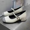 Silver soft-soled light-mouth Mary Jane shoes women's new spring and summer one-word with retro high-heeled single shoes