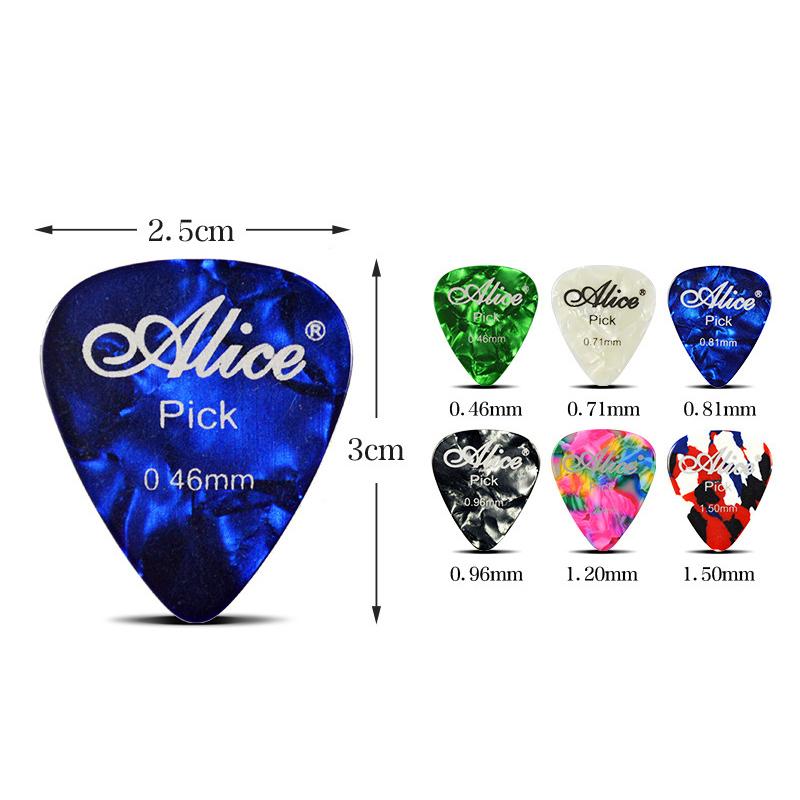 Alice Gitarrenplektren 6 Stück Celluloid Plektrum Dicke 0,46 0,71 0,81 0,96 1,20 1,50 mm Elektrische Akustikgitarre Zubehör Gitarre