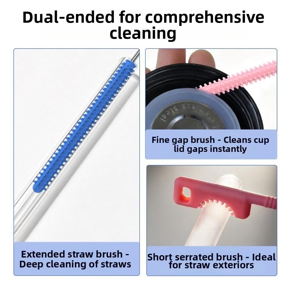 Dual-head Design Silicone Straw Brush 26cm Extended Version Bottle Brush  Feeding Bottle