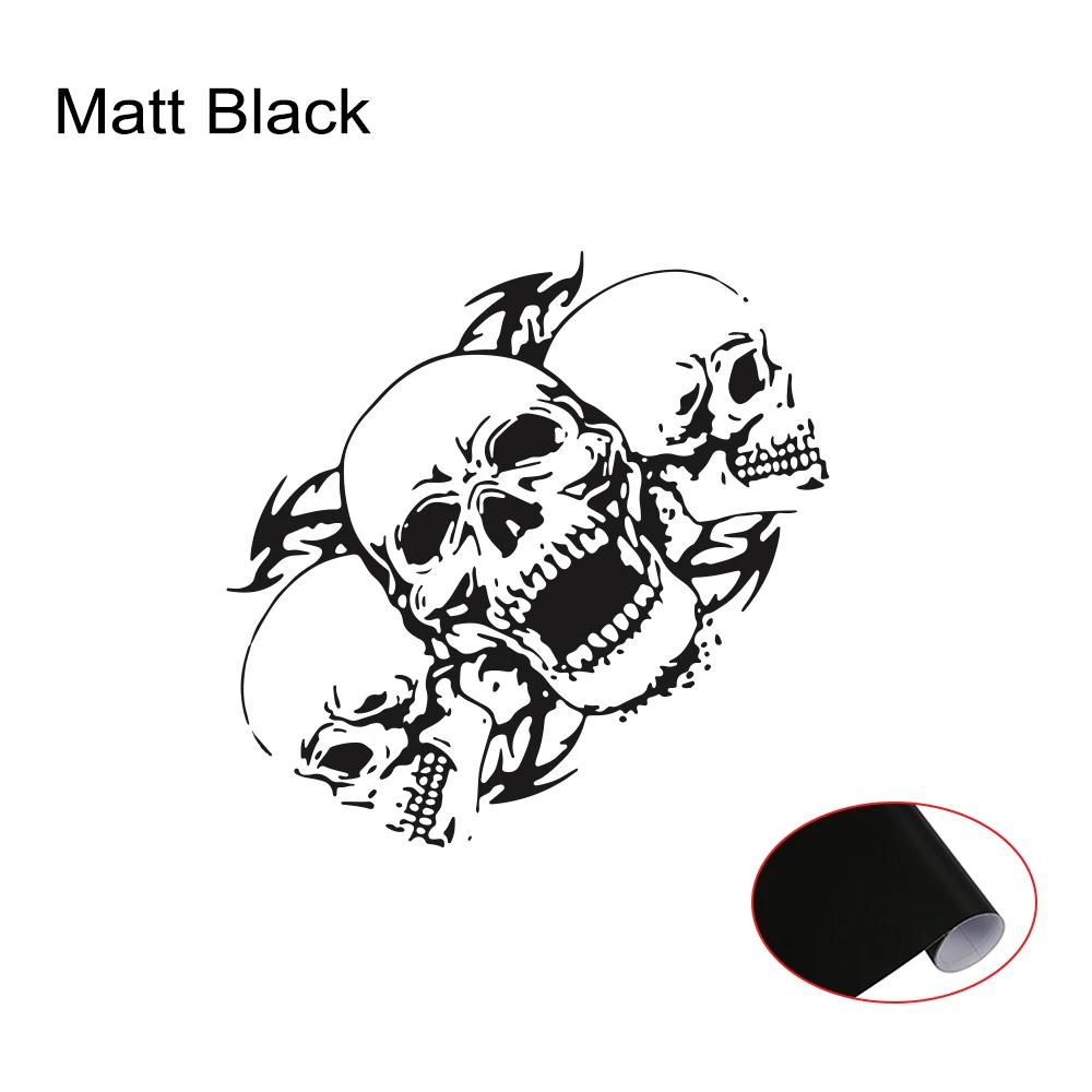 Car Head Hood Stickers Creative Three Skull Totem Auto Door Body Halloween Skull Styling Personalized Decals Tuning Accessories Matt Black