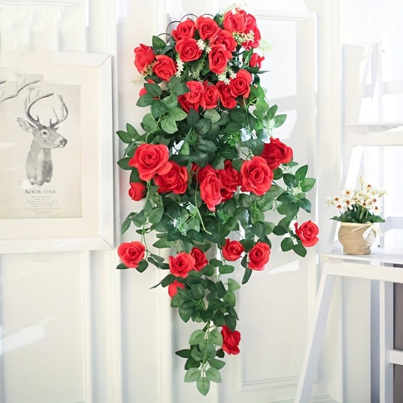 9-Head Artificial Rose Vine Garland | 5 Colors Hanging Fake Flowers for Wedding Decor,  Party Backdrop, and Event Decoration