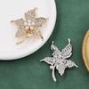 Elegant Pearl Rhinestone Maple Leaf Brooch - High-End Women's Clothing Pin and Corsage