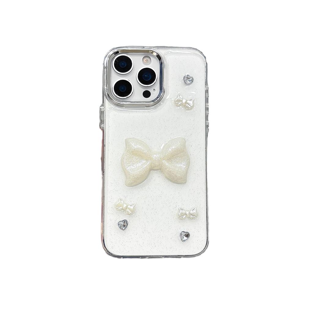 High-End Transparent Glitter Pearlescent Bow Phone Case for Apple 17/16