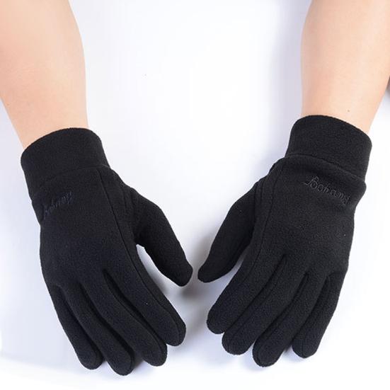 1 Pair Winter Polar Fleece Gloves Men Women Warm Outdoor Cycling Driving Gloves Windproof Non-Slip Soft Thickened Gloves