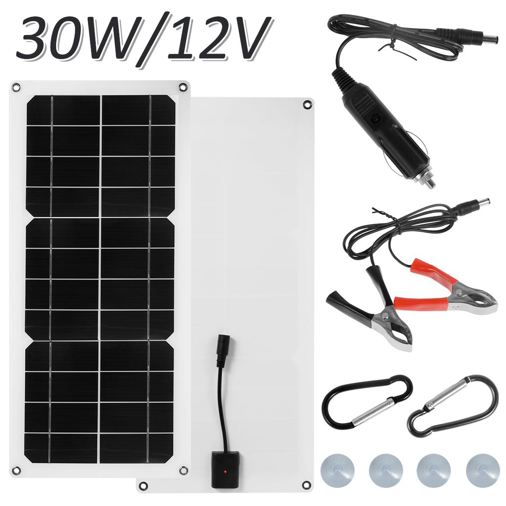 30W Solar Panel Kit 12V Waterproof Solar Powered Charger Portable Charger Kit with USB Port For Phone RV Car Caravan Home Campi