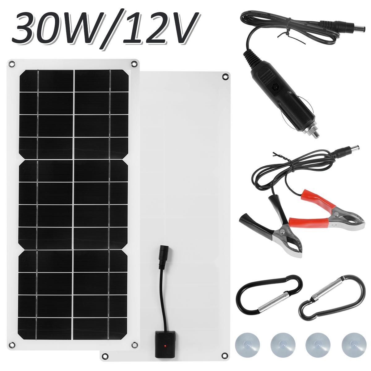 

30W Solar Panel Kit 12V Waterproof Solar Powered Charger Portable Charger Kit with USB Port For Phone RV Car Caravan Home Campi 12V&30W