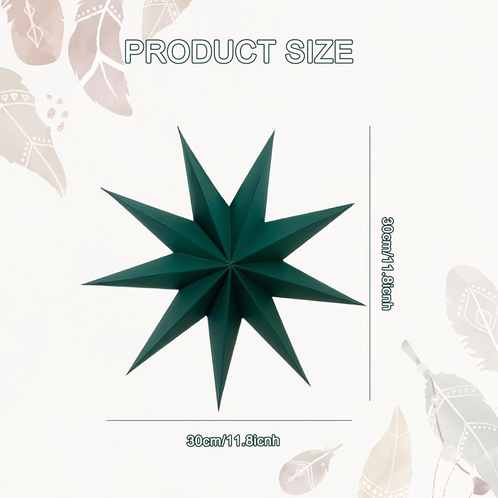 5pcs 9-Pointed Paper Stars Christmas Hanging Decor 30cm Folding Paper Star Decorations for Wedding Birthday Christmas  Home Par