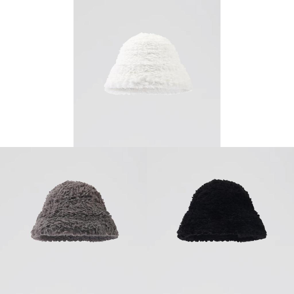 Women's Plush Bucket Hat Winter New Fashion Thickened Face-lifting Warm Ear-protecting Casual Simple Fisherman Hat