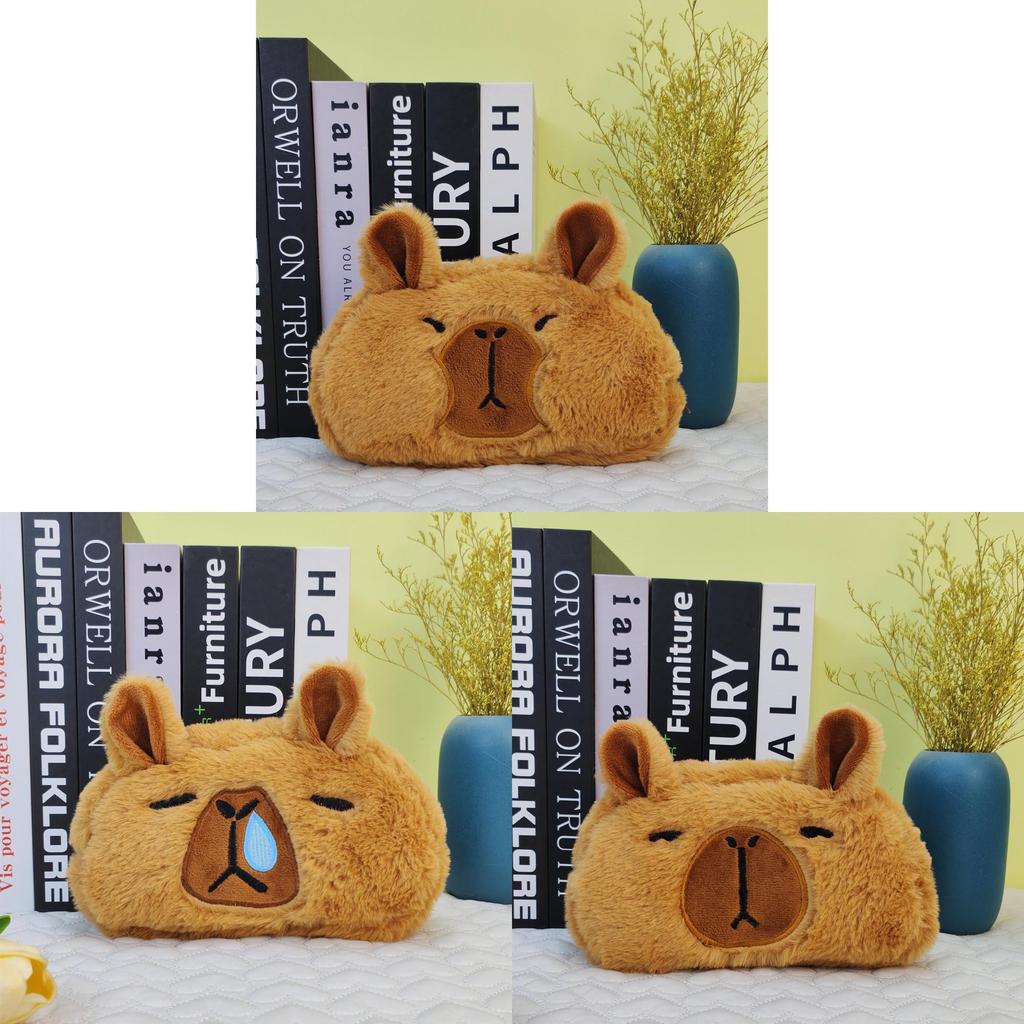 Capybara Plush Pen Case With Large Capacity For Kids And Teens Stationery Storage Bag