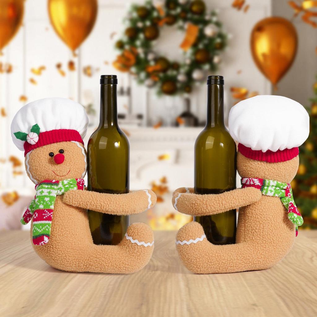 Christmas Gingerbread Man Tree Light Cover & Wine Bottle Decoration
