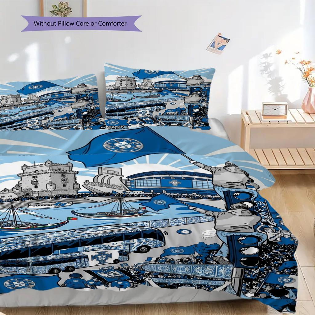 Vibrant City Sports Celebration Bedding (1 * duvet cover + 2 * pillowcase, without core) Bedding set Duvet cover and pillowcase Soft and comfortable
