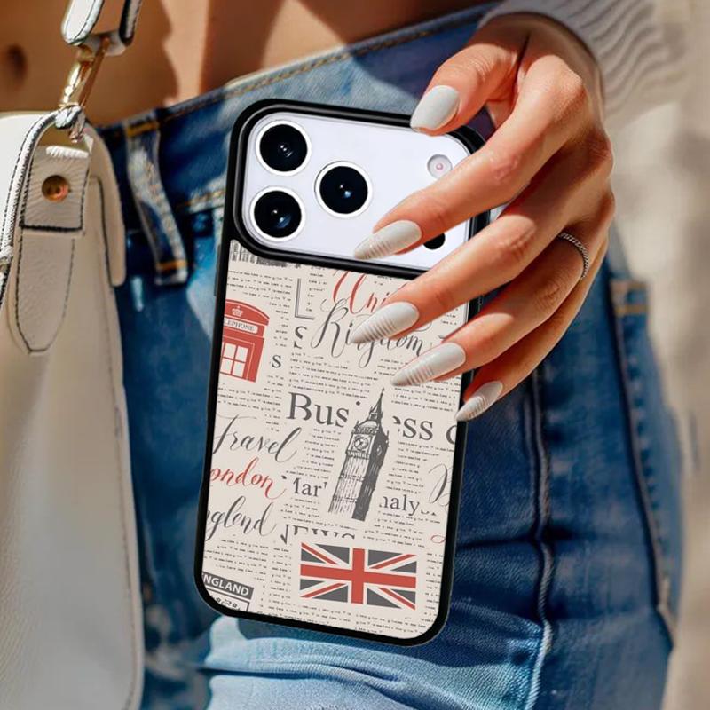 Newspaper with A London Lettering Phone Case For iPhone 17 Air 14 15 13 12 Max Cover For Apple 16e 11 Pro Max Plus Coque