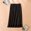 Women's Sheerproof Anti Exposure Lace Lined Mid Length A Line Underskirt Half Slip Safety Bottoming Leggings Skirt