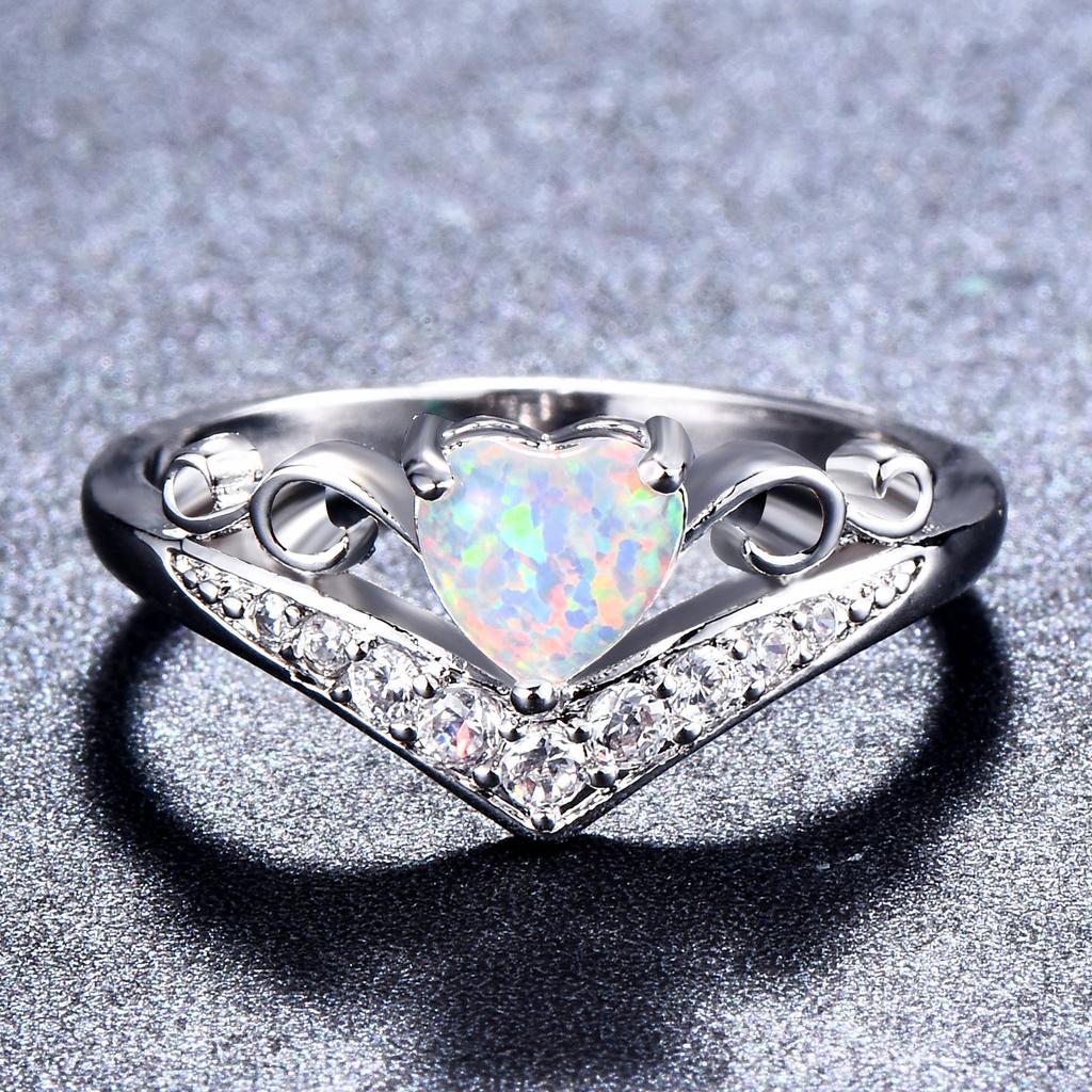 Original Heart Shaped V Shaped White Diamond Ring for Women