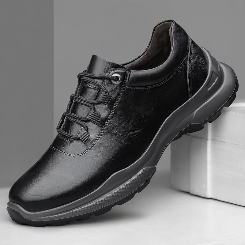 Leisure Walk Mens Casual Shoes Genuine Leather Male Sneakers Fashion Lace-up Treking Footwear Outdoor Travel Trainers Walk Shoes
