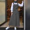 ZANZEA Fashion High Waist Strappy Dress Womens Muslim Fashion Islamic Clothing Sleeveless Long Dress Ramadan Middle East Hijab Dress