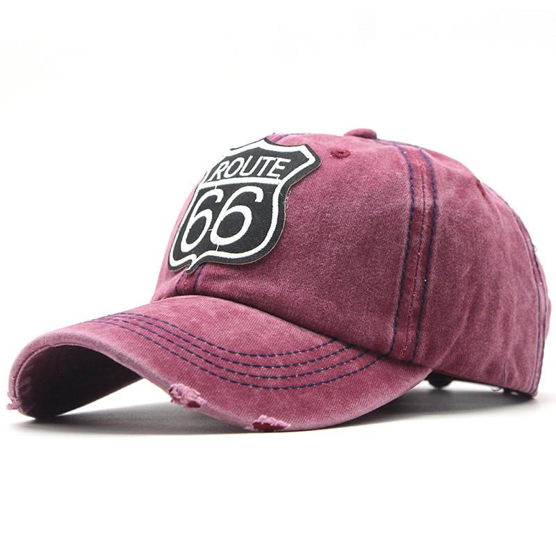 Route66 Bestickte Baseballkappe Mit Verstellbarer Passform Für Outdoor-Reisen Und Freizeit rot