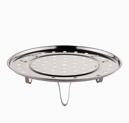 Stainless Steel Steaming Rack Perforated Multi-Purpose Steamer Tray with Foldable Legs for Kitchen Cooking and Food Preparation S