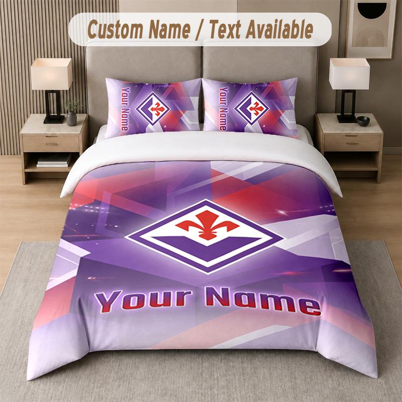 Fiorentina FC Design Bedding Set Custom Text 1 Duvet Cover & 2 Pillow Cases