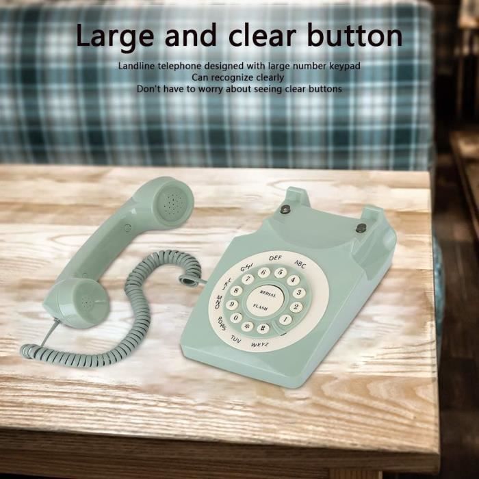 Téléphone Vintage Yunir - Style rétro européen vert clair