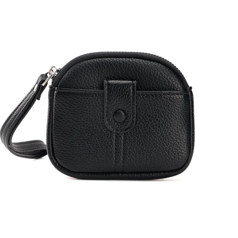 

Маленька сумка з м якої шкіри, Жіноча монетниця, Ключниця, Багатофункціональна ручна сумка, Гаманець чорний