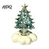 Artisan Glass Collectible Glazed Christmas Tree Ornament with Star Topper Colorful Small Desktop Art Faux Crystal Tabletop Decor for Home