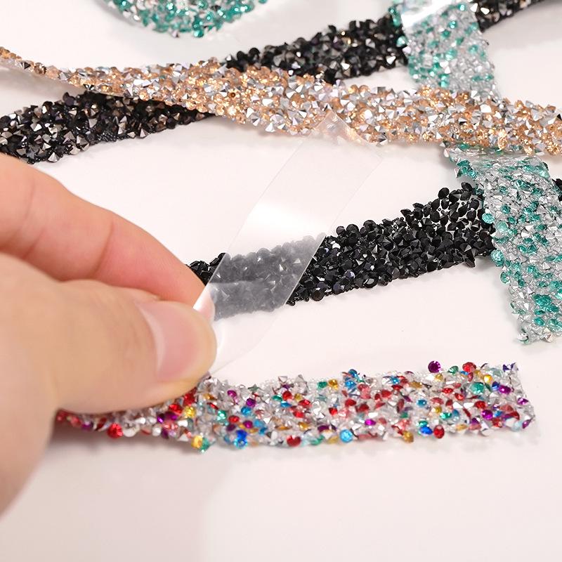 10m Rhinestone Trim Crystal Motif Hot Fix Rhinestone Tape Iron On Applique for DIY Dress Wedding Clothing Bag Shoes Accessories