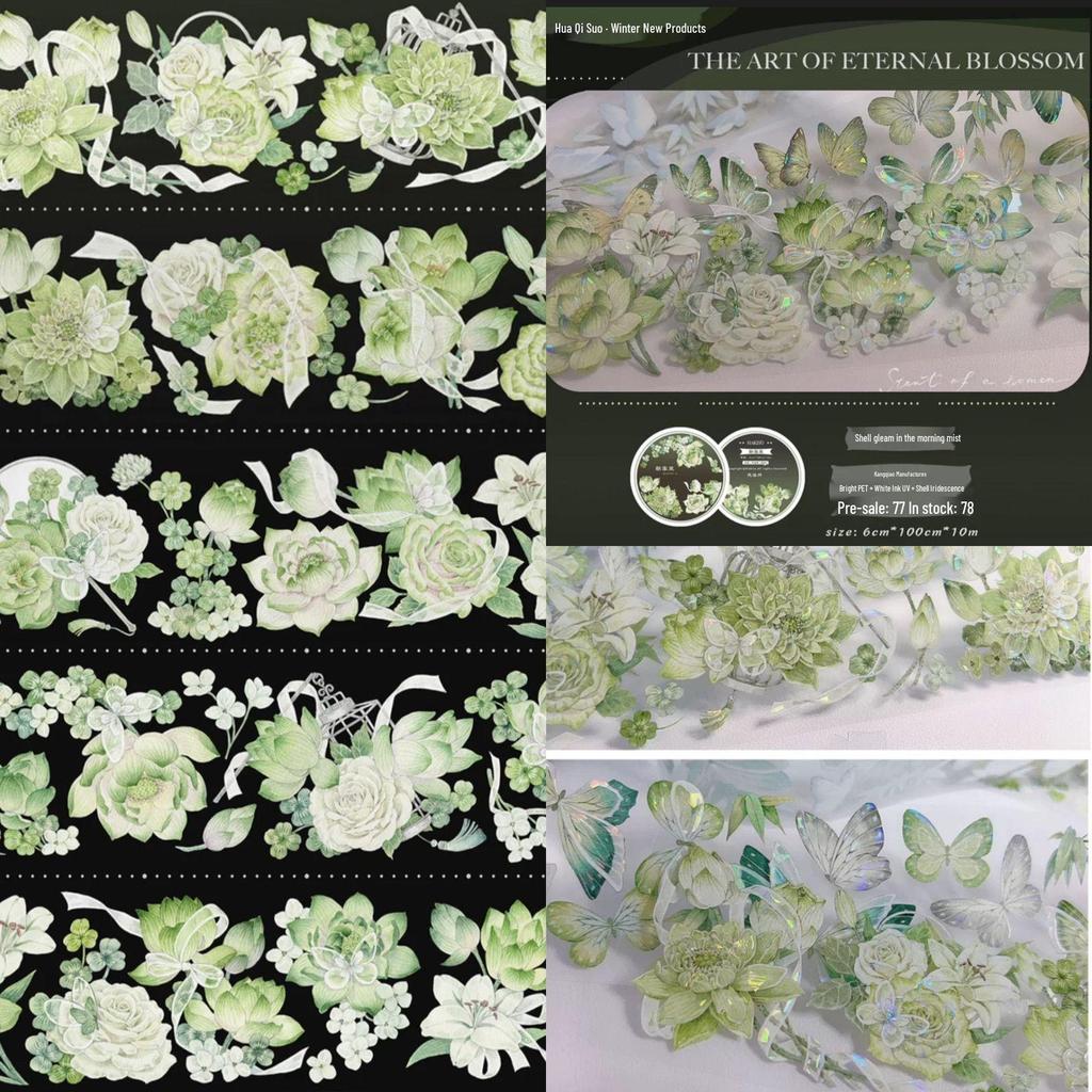 Falling Sunset Tide Washi Tape & Stickers for Journals: Flowing Hemp Ancient Style