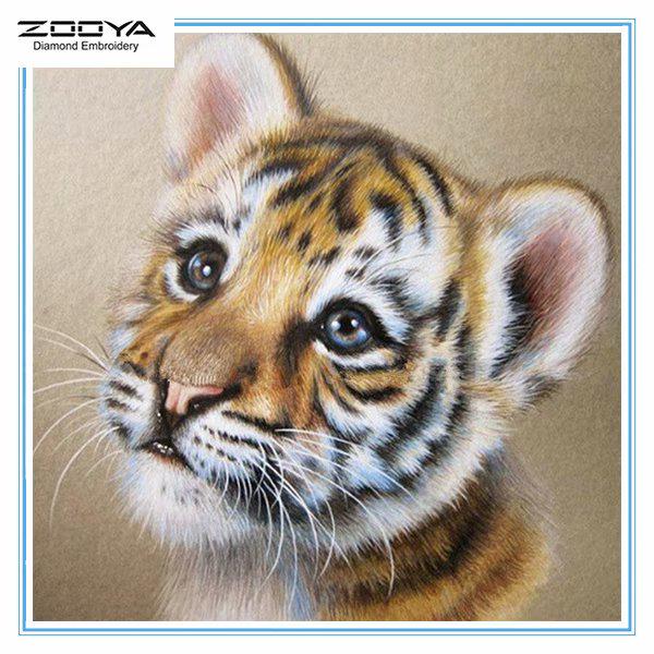 

ZOOYA DIY 3D Круглый бриллиант Живопись Животное Тигр Вышивка Крест крестик Стежок Домашний декор
