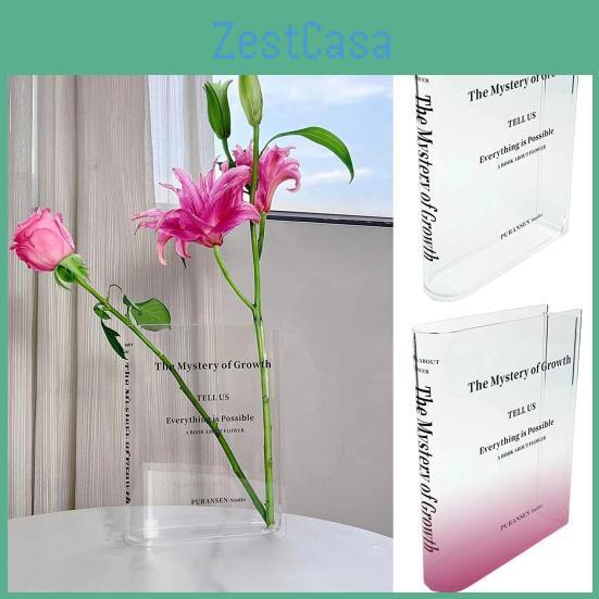 Vase Arrangement Transparent Flower Book Letter Print Book Shape Ins Style Gradient Color Flower Vase Household Supplies