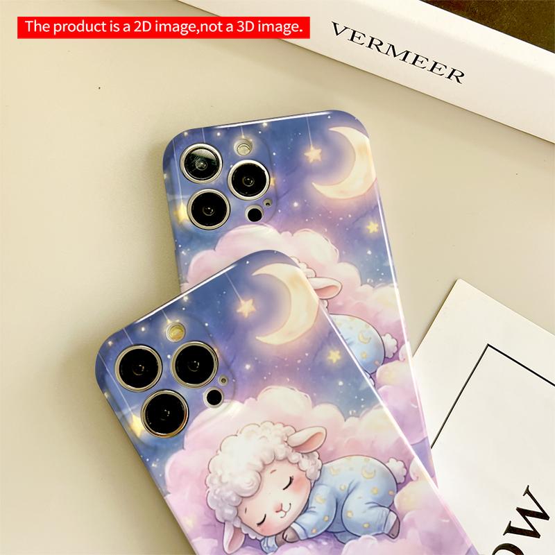 2DFlat Sleepy Sheep on Clouds All inclusive film hard iPhone case, compatible with iPhone 18 Pro Max 17 16 15 14 13 12 11
