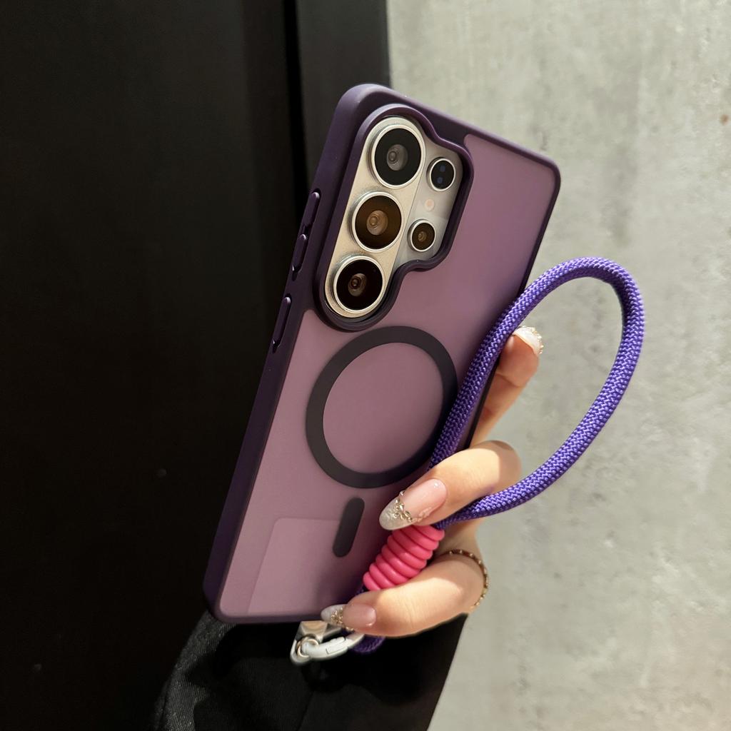 Wrist Strape Thin Magsafe Phone Case for Samsung Galaxy S26 S25 S24 Ultra S23 S22 FE A17 A16 A36 A56 A07 Magnetic Armor Cover