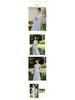 Women's French Blue Elegant Summer Long Dress with Slimming Waist Design