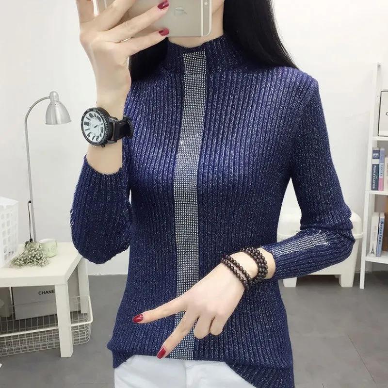 Women's Fall and Winter Knitted Half-high Neck Bottoming Shirt Slim Pullover Sweater