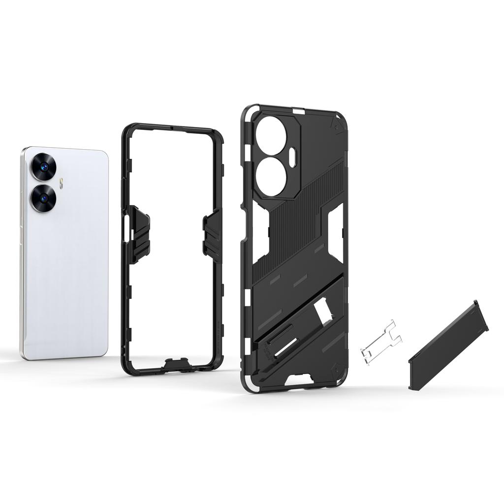 For Realme C55 4G Kickstand Phone Case Anti-Scratch PC+TPU Protective Cover