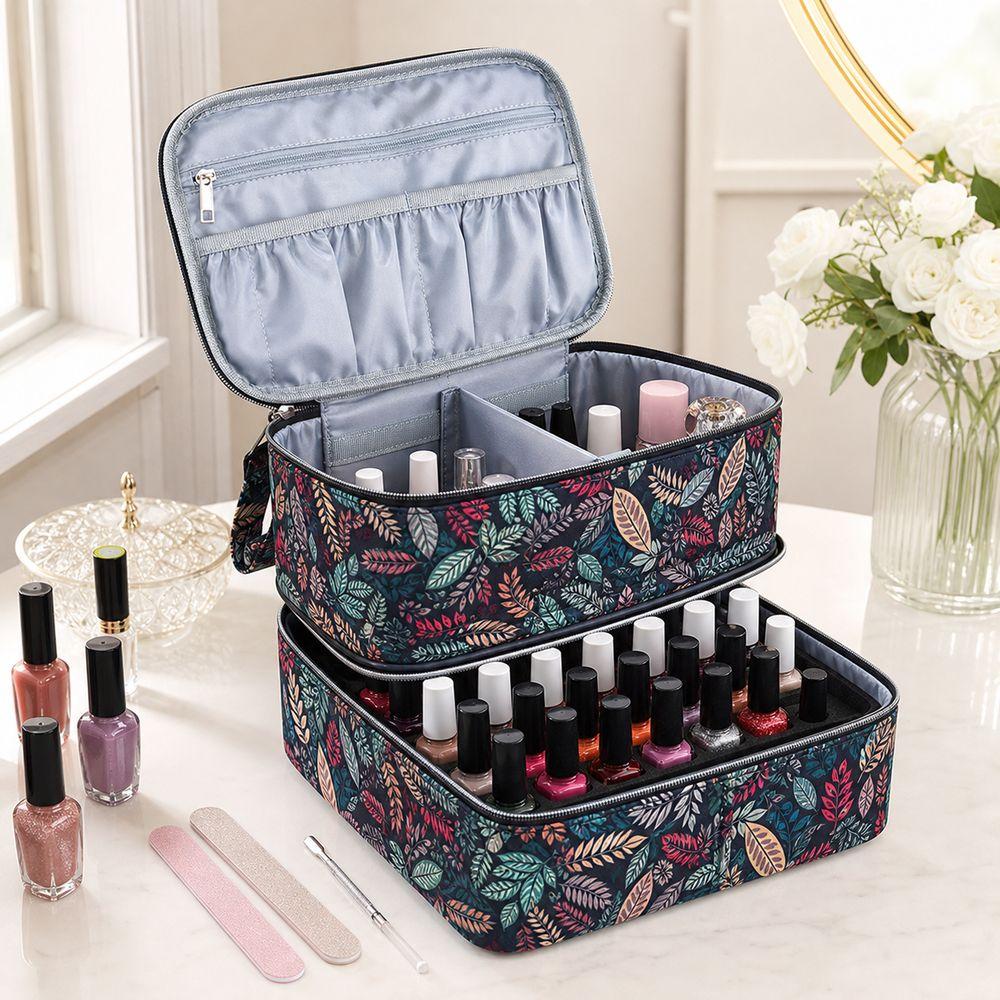 Large Capacity Nail Polish Organizer Bag Double Layer Nail Care Kit Bag  Nail Care Tool