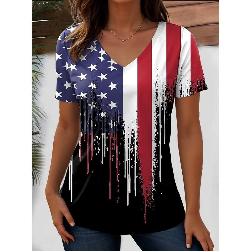 Fashionable Women's V-neck Casual Short Sleeved T-shirt,Rretro Sports Style Casual Sportswear