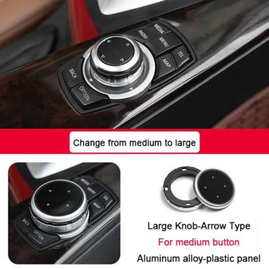 

For BMW 1 2 3 4 5 6 7 Series X3 X5 X6 F20 F30 F10 F07 E46 E60 E90 E70 Car Central Multimedia Knob Trim Cover Sticker Accessories 7-Plastic A