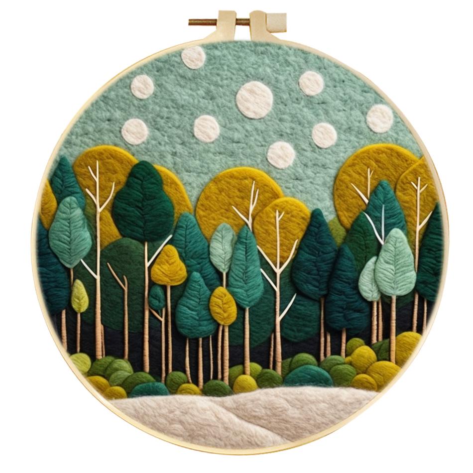 GATYZTORY Diy Wool Needle Felt Starter Set Wool Painting Set Diy Gift Animals Scenery Needle Felting Painting For Home Wall Art