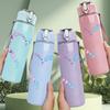 1PC Glitter Pastel Broken Heart Print 750ml Color Plastic Sports Water Bottle Leakproof Flip Straw Lid Suitable for Sports Office Home Use