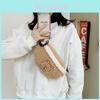 Adorable Soft Plush Mini Bag For Girls Trendy Cute Shoulder Bag In White And Khaki
