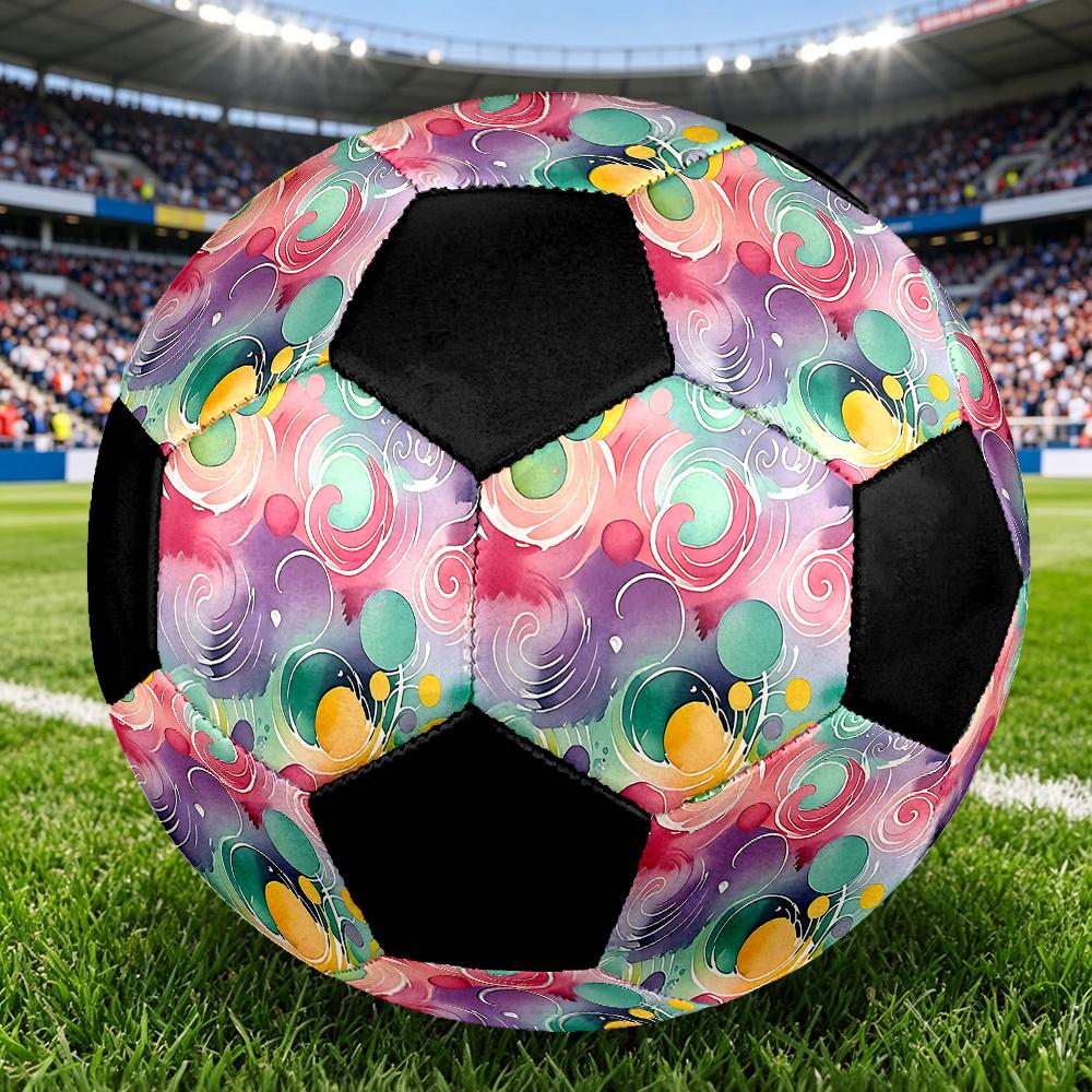 1PC Colorful Abstract Swirls Soccer Ball Size 5 Football Machine Sewn Indoor/Outdoor Universal Football A109