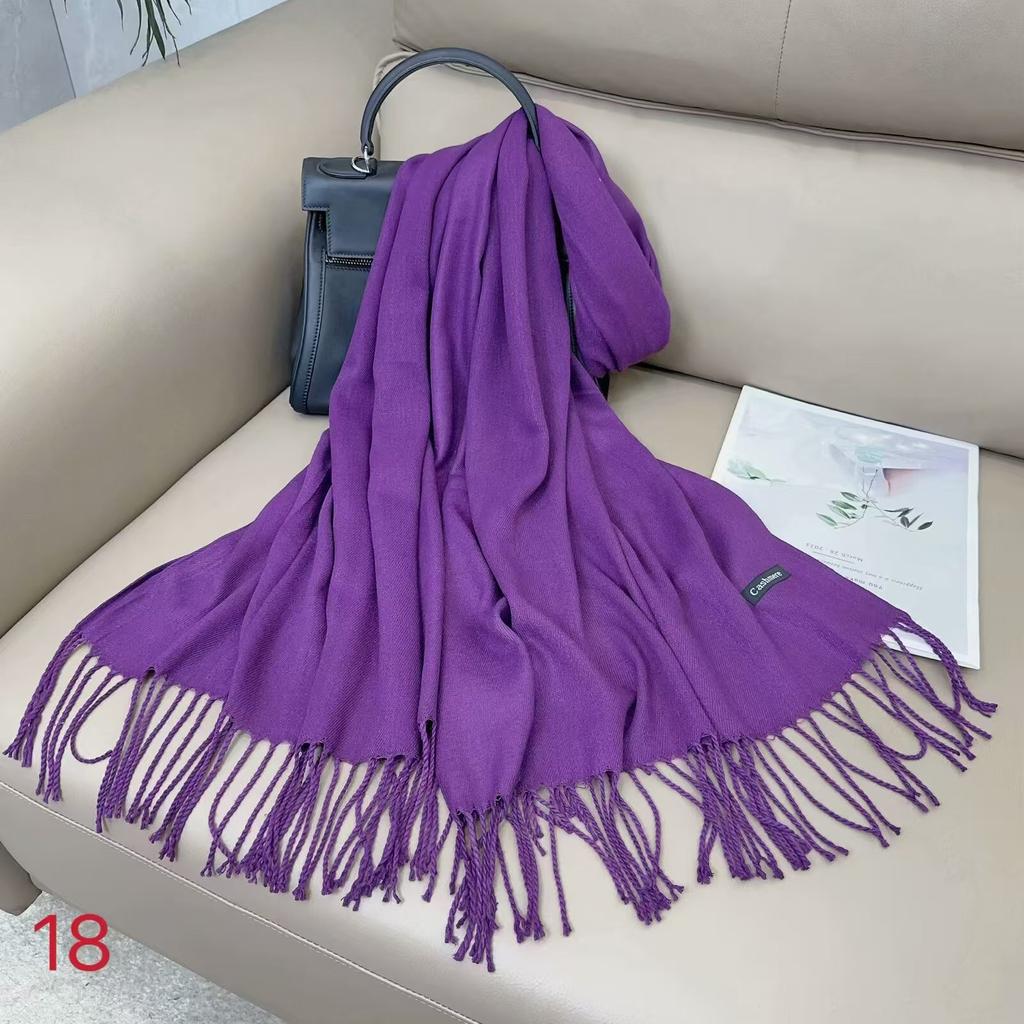 Damen Schal aus einfarbigem Imitationskaschmir, Damen einfarbiger warmer Schal, Stola, Winter Jahresversammlung Geschenk Schal