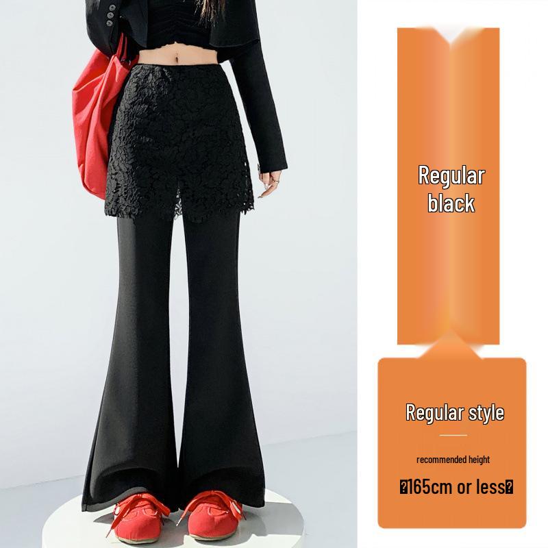 

Women s High-Waist Lace Butt Micro-Flare Pants - Spring 2026 Elastic Drape Slimming Straight-Leg Style. L