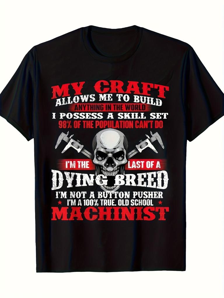 Dying Breed Machinist Humorous Black Tshirt Shortsleeved Round Neck Casual Cnc Operator And Mechanic Theme