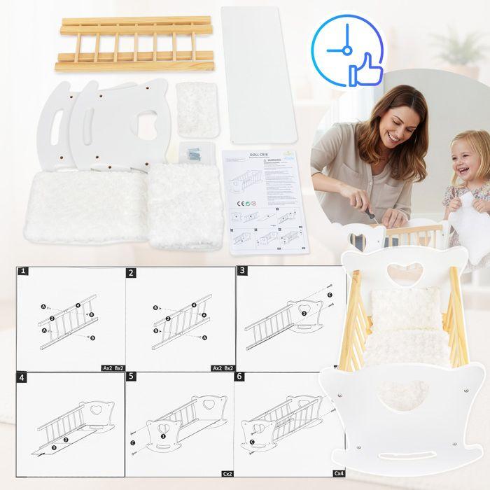Berceau À Bascule En Bois Pour Poupée Avec Literie - Kinderplay Green Series (GS2105)