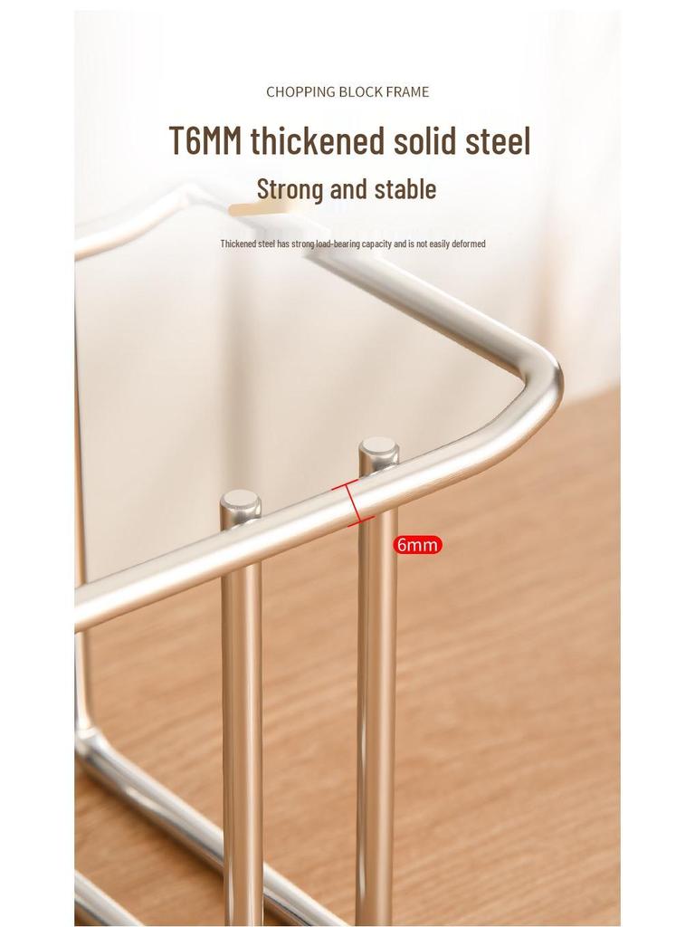 304 Stainless Steel Double-Slot Cutting Board and Pot Lid Rack - 6MM Thickened Shelf for Kitchen Storage