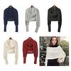Womens Crossed Back Knitted Cover Up Scarf with Sleeves Sweater Shawl Wrap Shrug Layering Solution For Chilly Environment